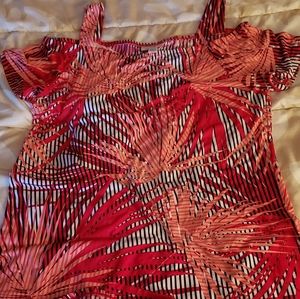 Colorful Women Red, Peach, & White Formal Blouse